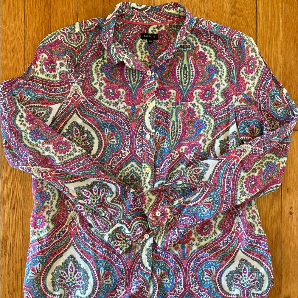 Talbots paisley button down shirt